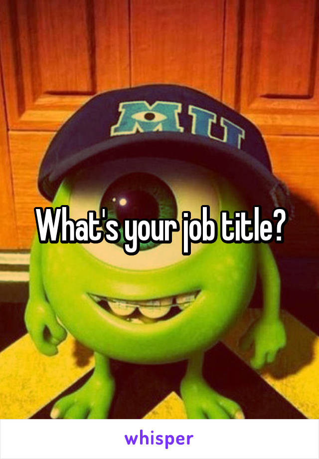 What's your job title?