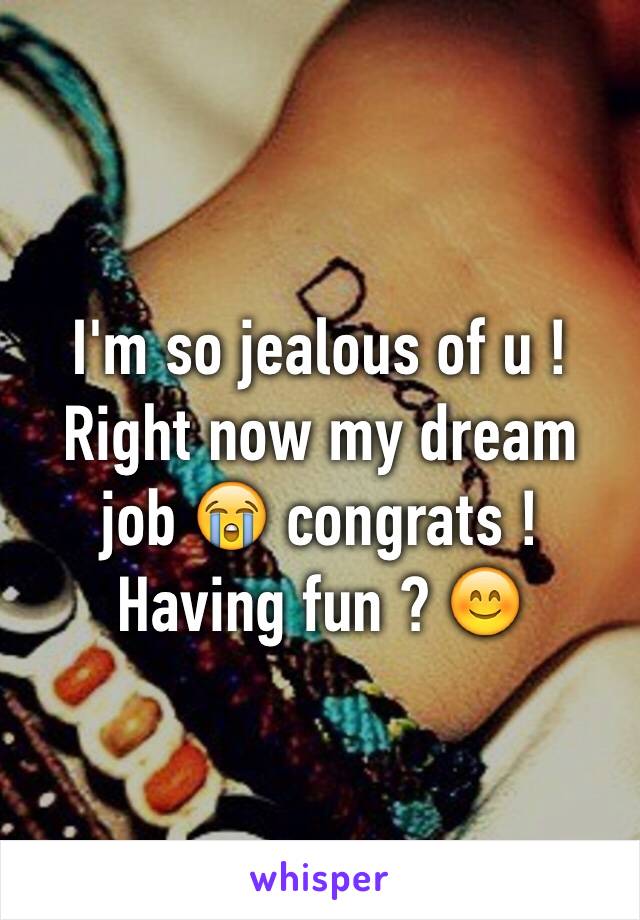 I'm so jealous of u ! Right now my dream job 😭 congrats ! Having fun ? 😊