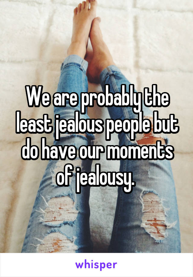 We are probably the least jealous people but do have our moments of jealousy. 