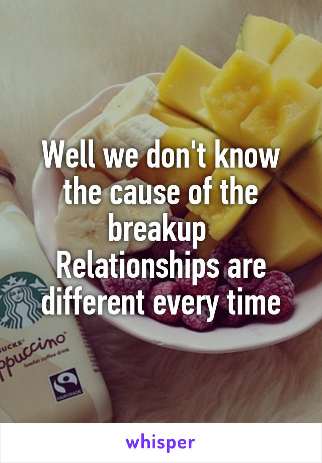 Well we don't know the cause of the breakup 
Relationships are different every time