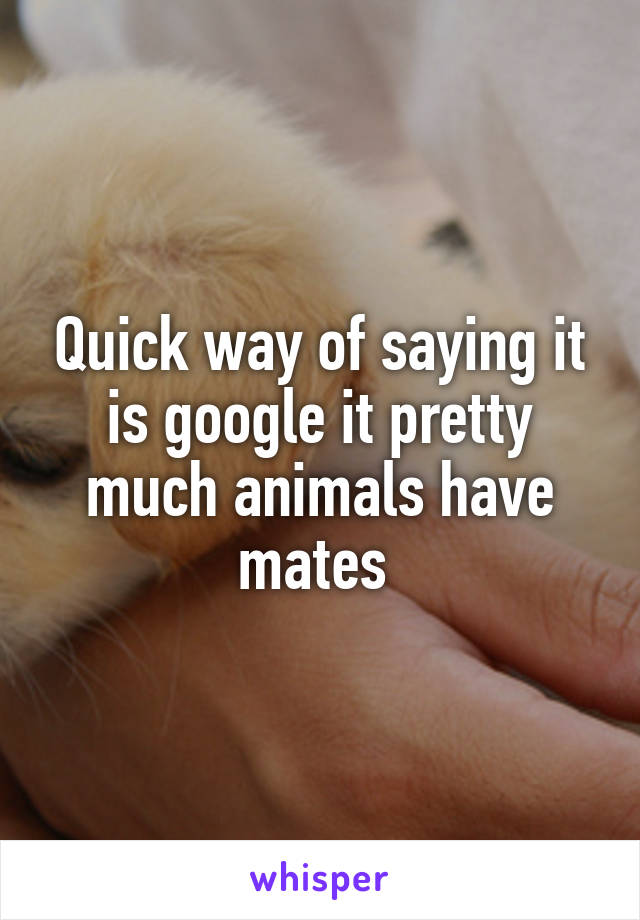 Quick way of saying it is google it pretty much animals have mates 