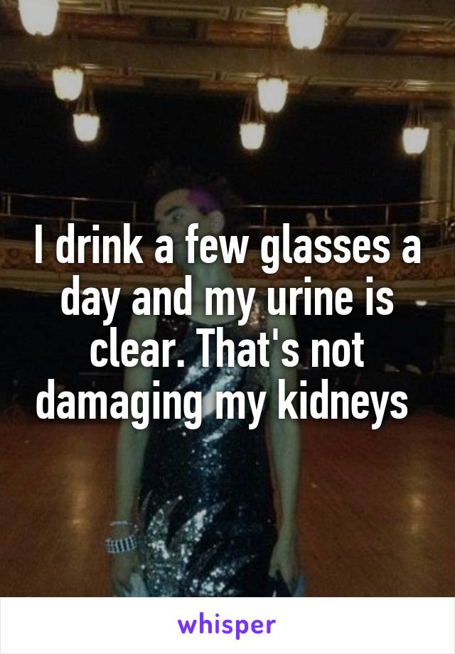 I drink a few glasses a day and my urine is clear. That's not damaging my kidneys 