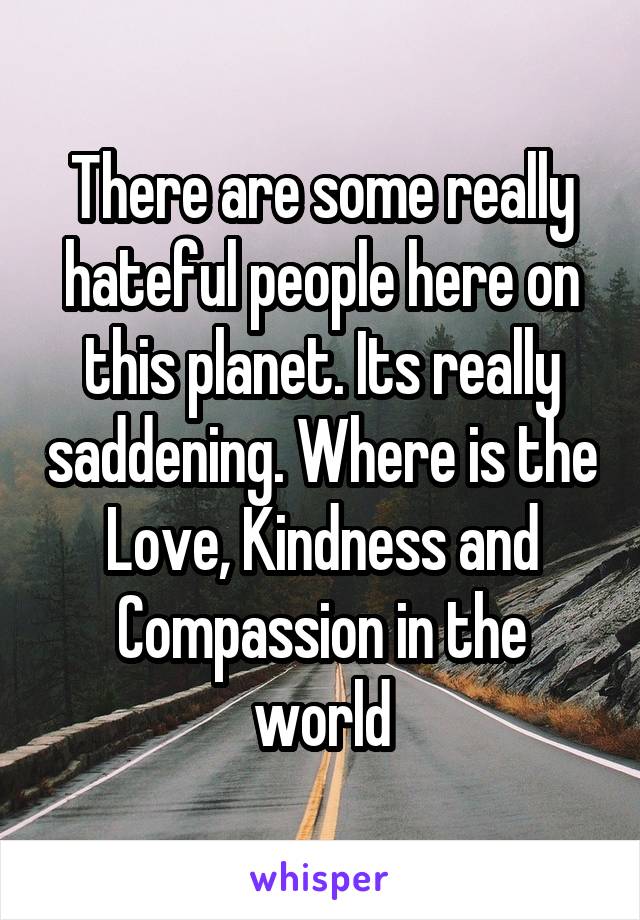There are some really hateful people here on this planet. Its really saddening. Where is the Love, Kindness and Compassion in the world