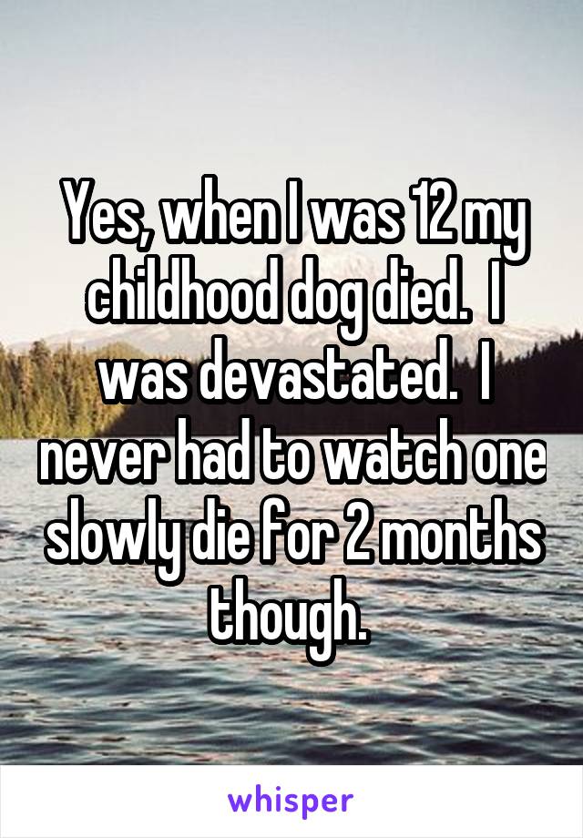Yes, when I was 12 my childhood dog died.  I was devastated.  I never had to watch one slowly die for 2 months though. 