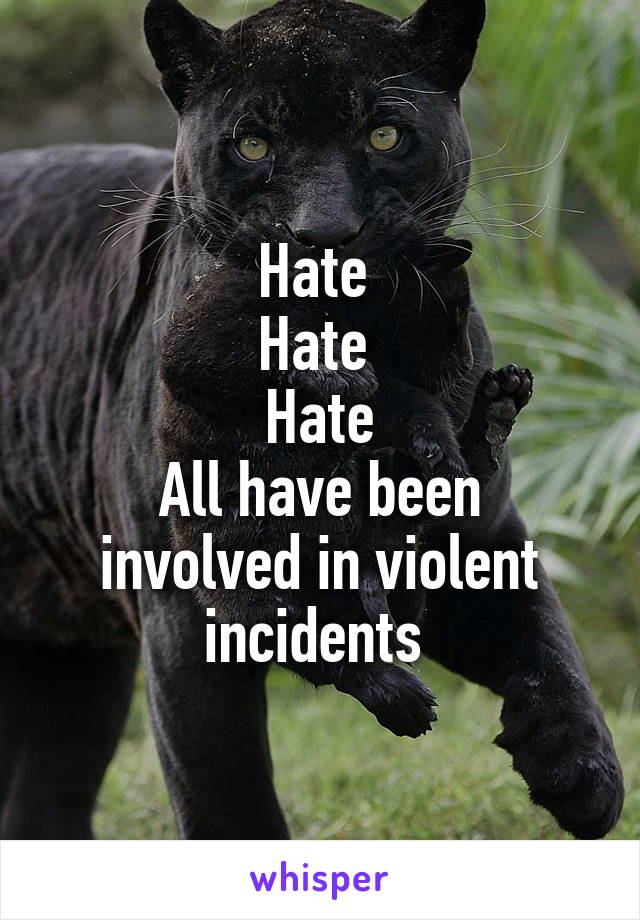 Hate 
Hate 
Hate
All have been involved in violent incidents 