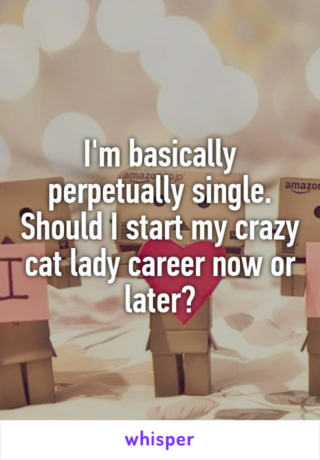 I'm basically perpetually single. Should I start my crazy cat lady career now or later?