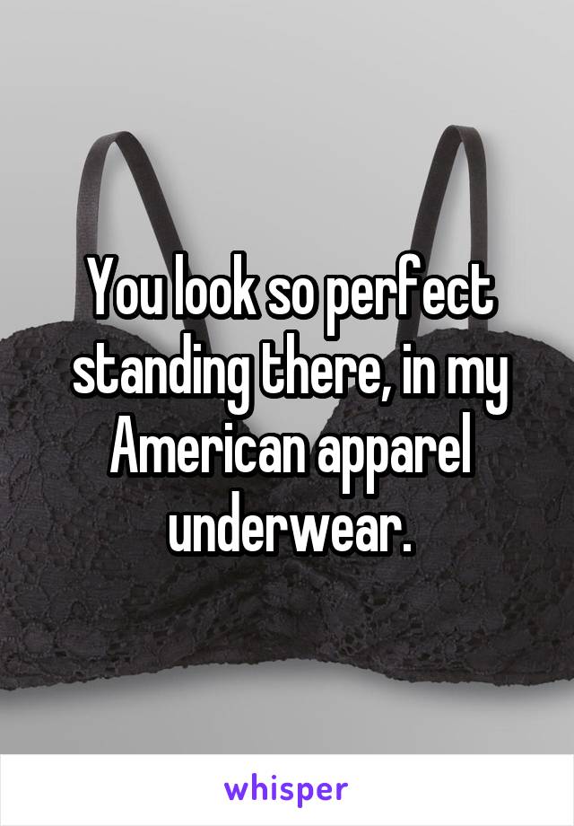You look so perfect standing there, in my American apparel underwear.