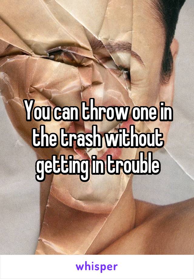 You can throw one in the trash without getting in trouble