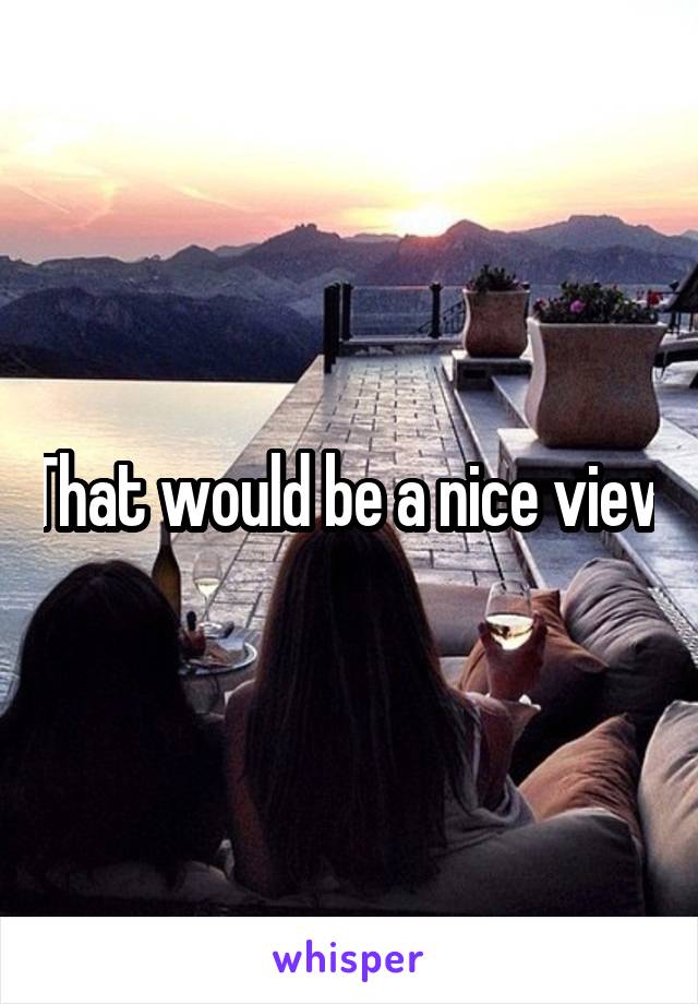 That would be a nice view