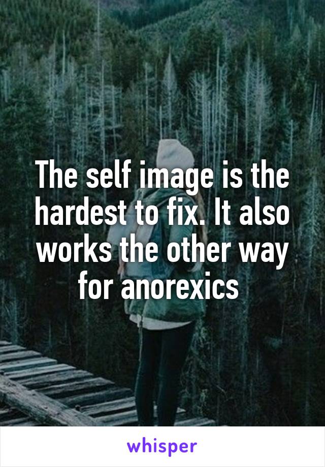 The self image is the hardest to fix. It also works the other way for anorexics 