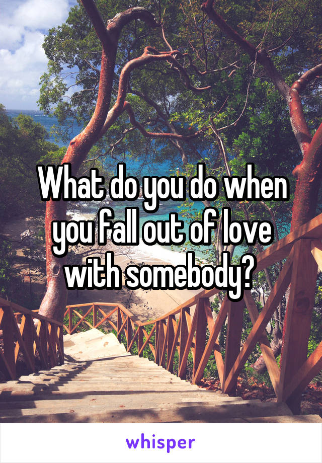 What do you do when you fall out of love with somebody? 