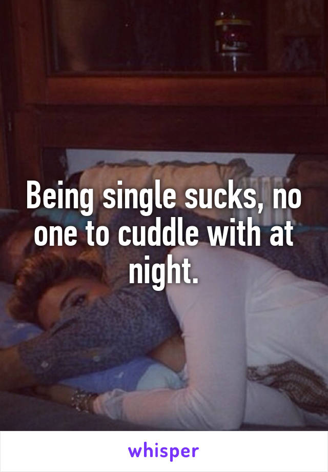 Being single sucks, no one to cuddle with at night.