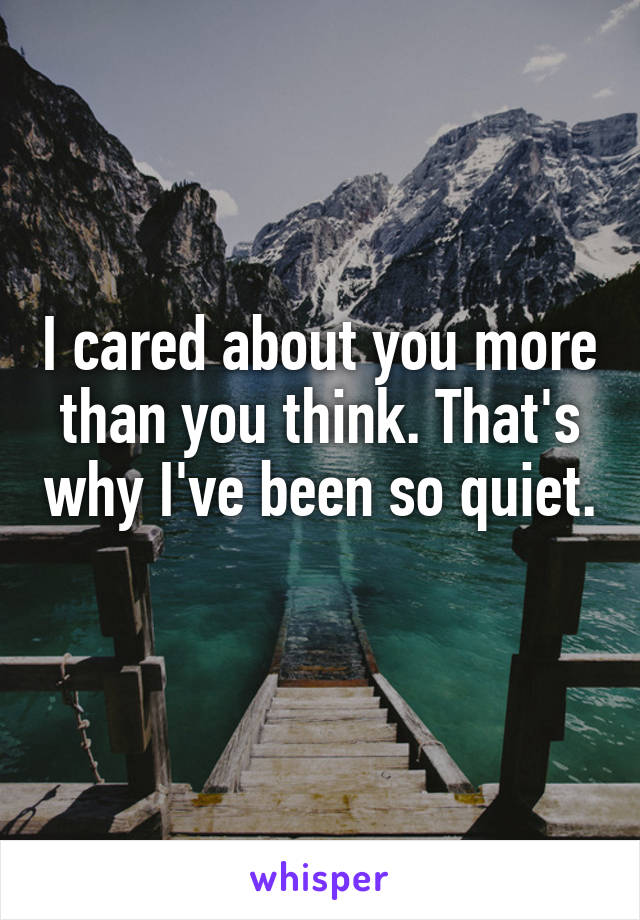 I cared about you more than you think. That's why I've been so quiet. 