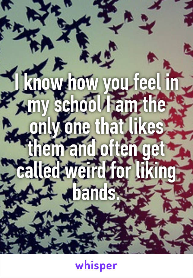 I know how you feel in my school I am the only one that likes them and often get called weird for liking bands.