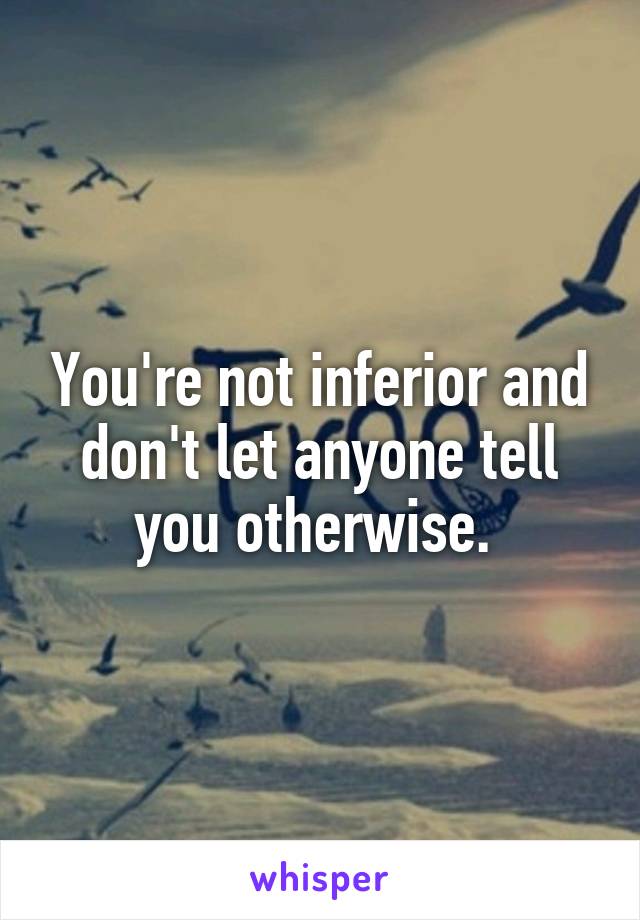 You're not inferior and don't let anyone tell you otherwise. 