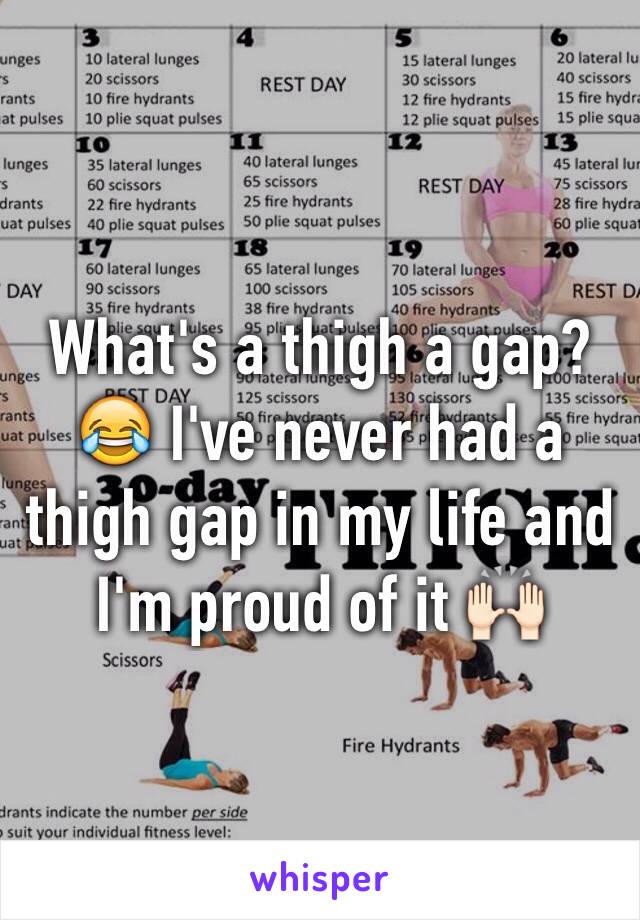 What's a thigh a gap? 😂 I've never had a thigh gap in my life and I'm proud of it 🙌🏻
