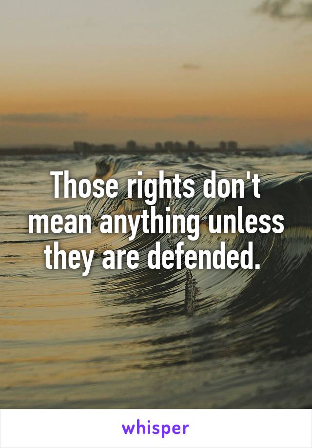 Those rights don't mean anything unless they are defended. 