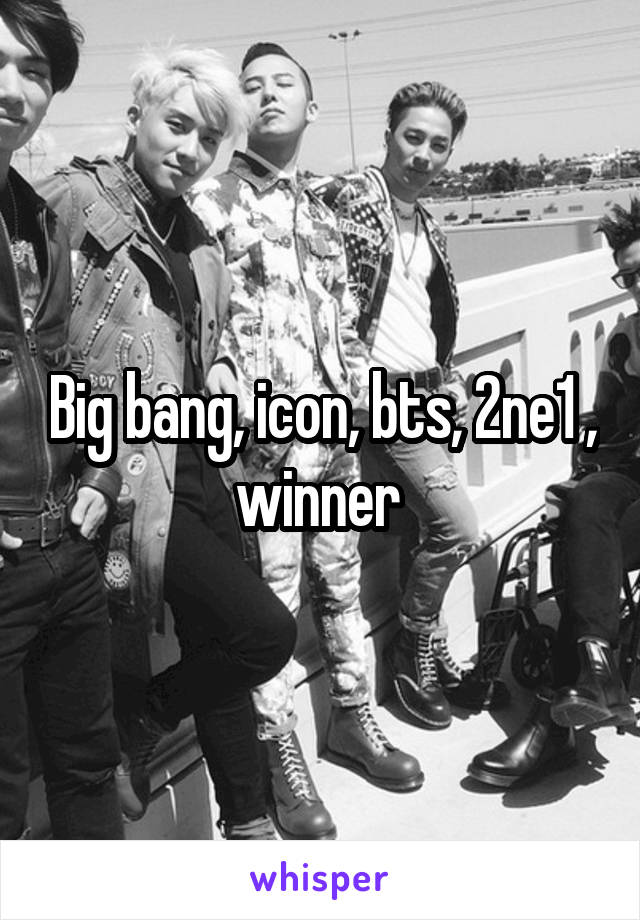 Big bang, icon, bts, 2ne1 , winner 