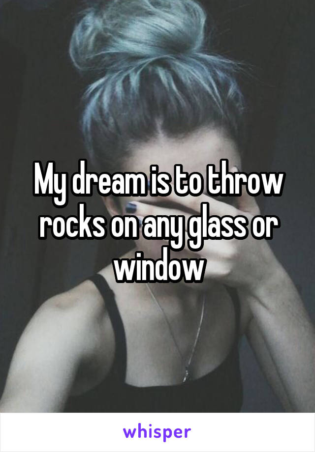 My dream is to throw rocks on any glass or window