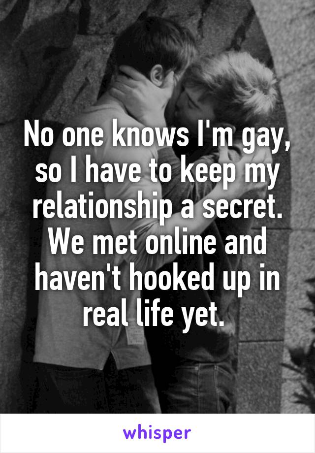 No one knows I'm gay, so I have to keep my relationship a secret. We met online and haven't hooked up in real life yet. 