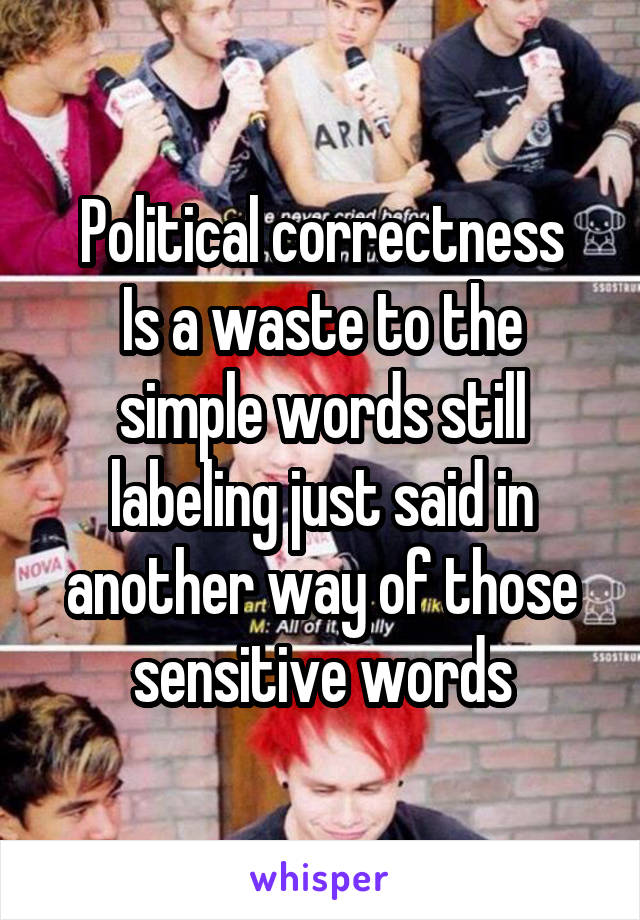 Political correctness
Is a waste to the simple words still labeling just said in another way of those sensitive words