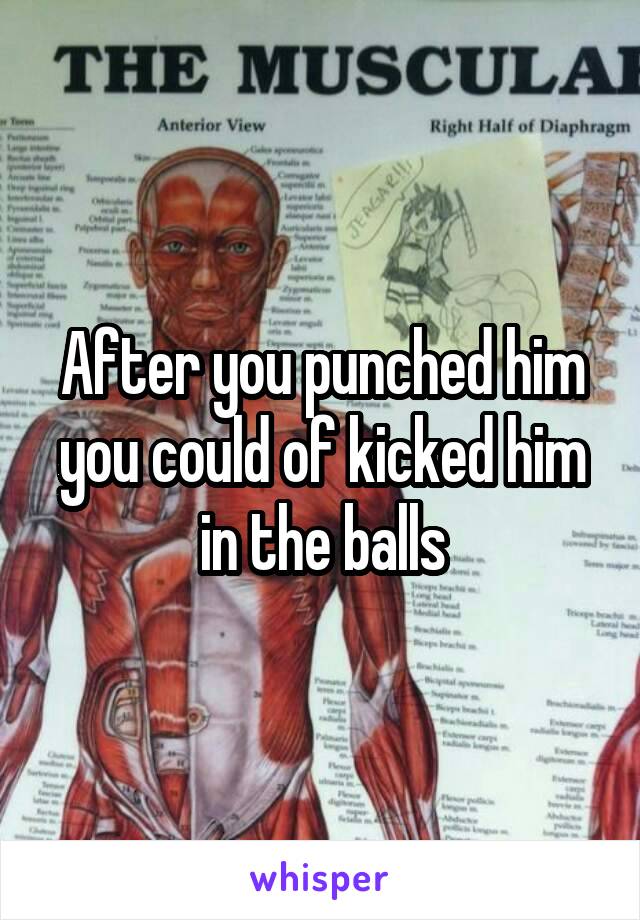 After you punched him you could of kicked him in the balls