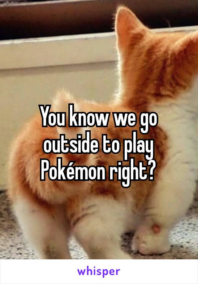 You know we go outside to play Pokémon right?