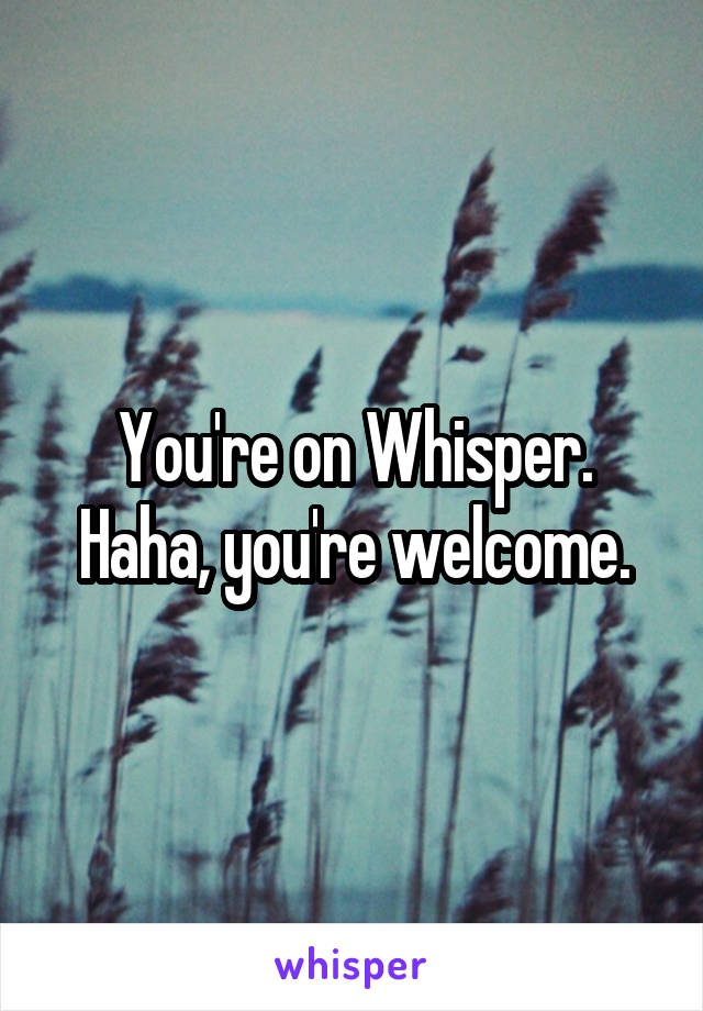 You're on Whisper. Haha, you're welcome.