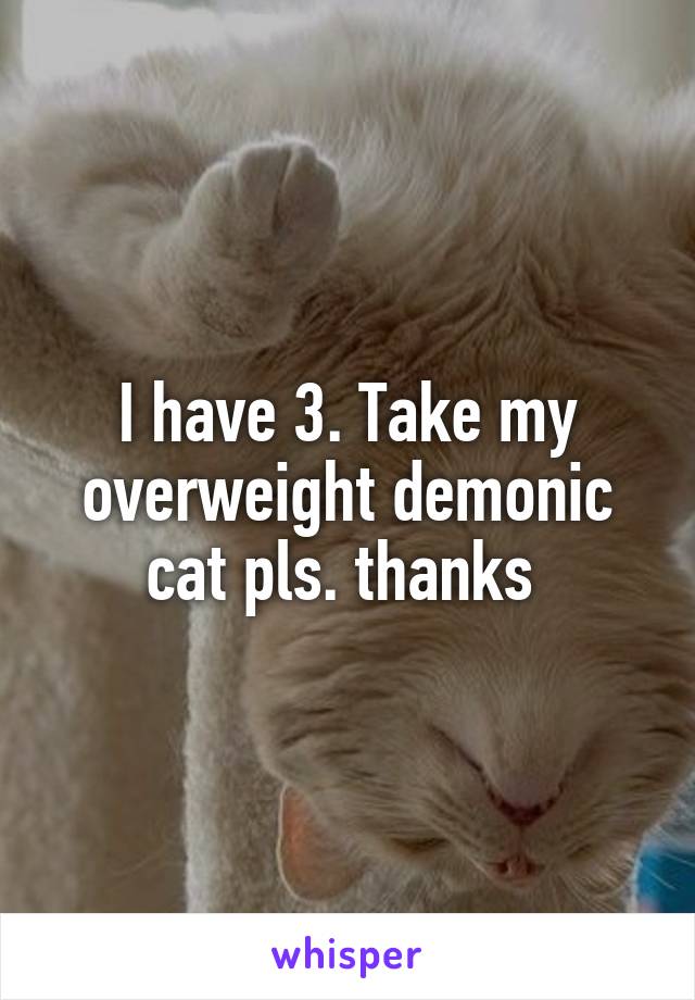 I have 3. Take my overweight demonic cat pls. thanks 