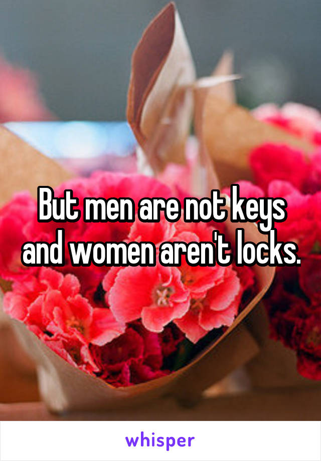 But men are not keys and women aren't locks.