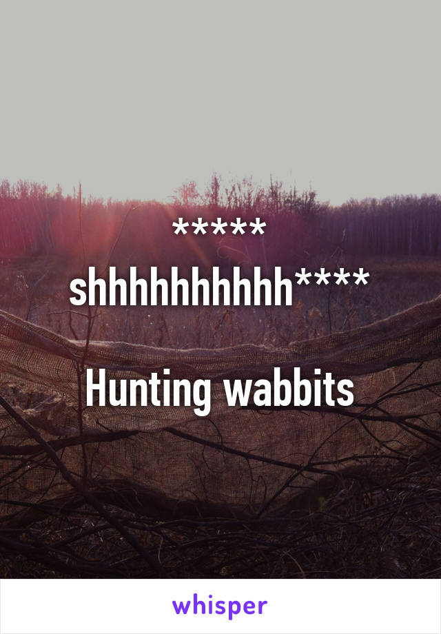 ***** shhhhhhhhhh****

Hunting wabbits