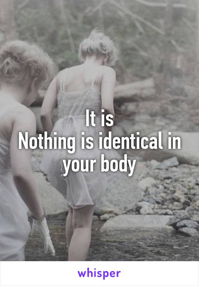 It is
Nothing is identical in your body