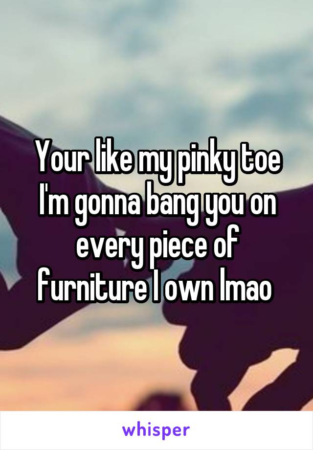 Your like my pinky toe I'm gonna bang you on every piece of furniture I own lmao 