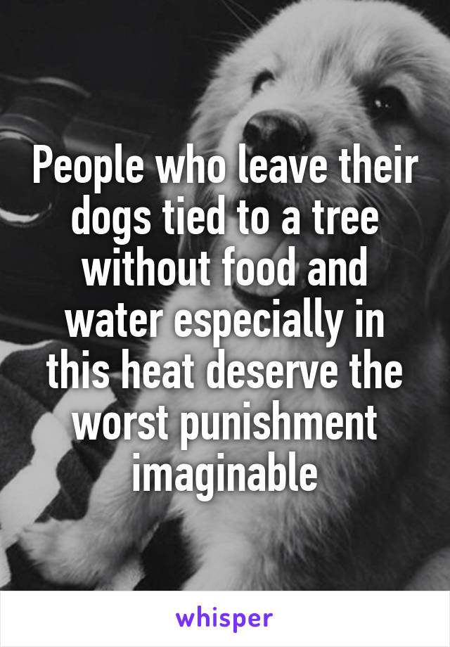 People who leave their dogs tied to a tree without food and water especially in this heat deserve the worst punishment imaginable