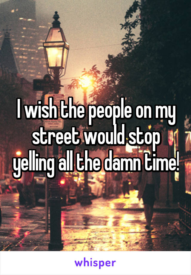 I wish the people on my street would stop yelling all the damn time!