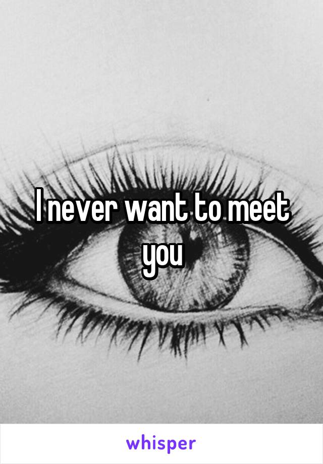 I never want to meet you