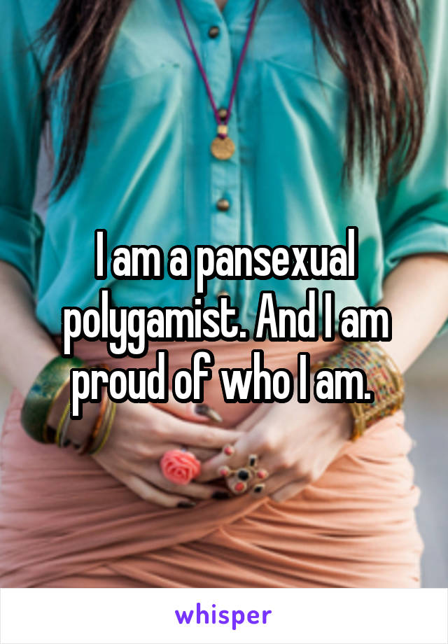 I am a pansexual polygamist. And I am proud of who I am. 