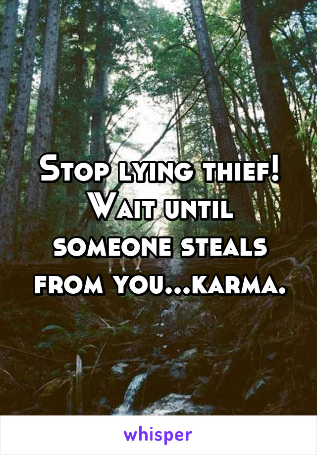 Stop lying thief!
Wait until someone steals from you...karma.