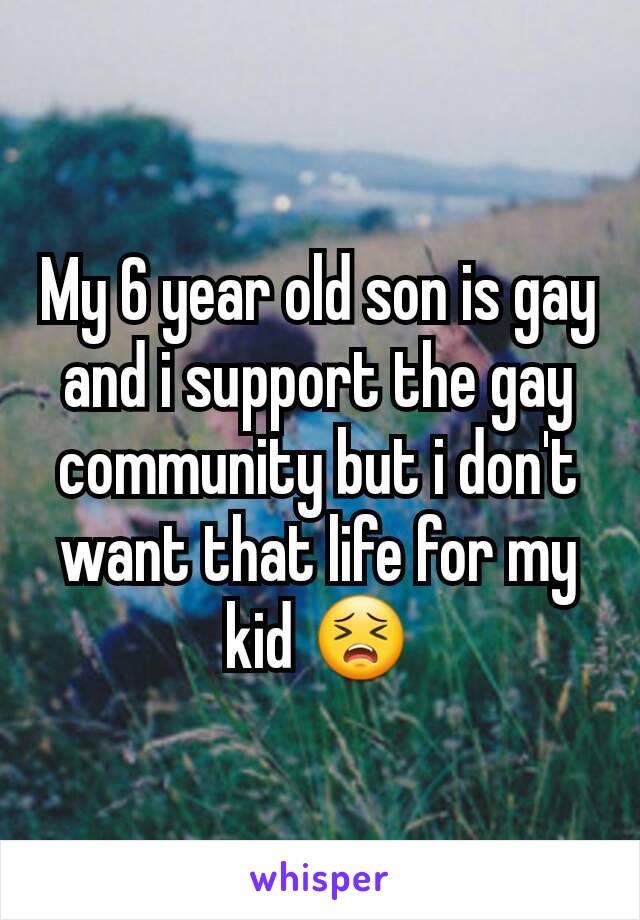 My 6 year old son is gay and i support the gay community but i don't want that life for my kid 😣