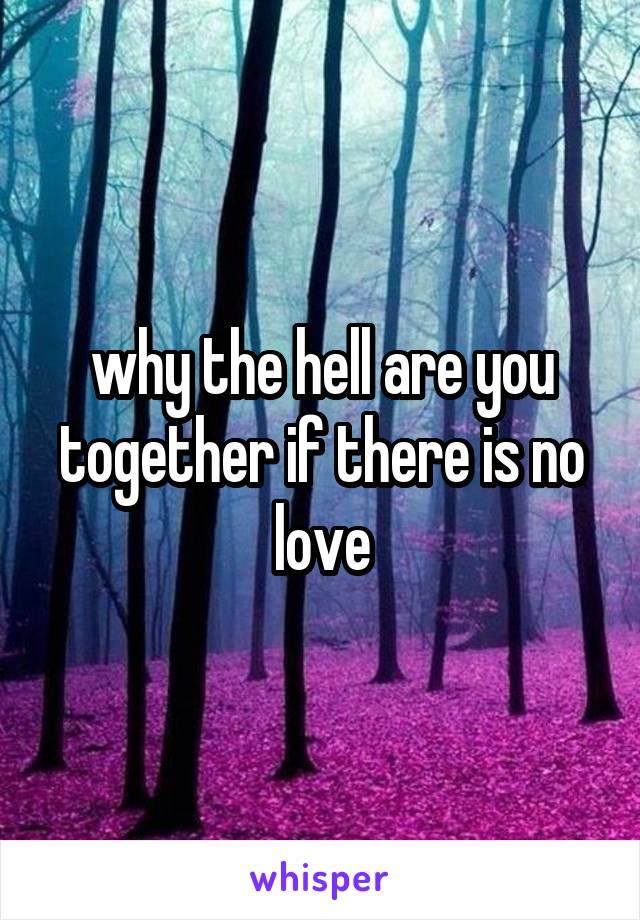 why the hell are you together if there is no love