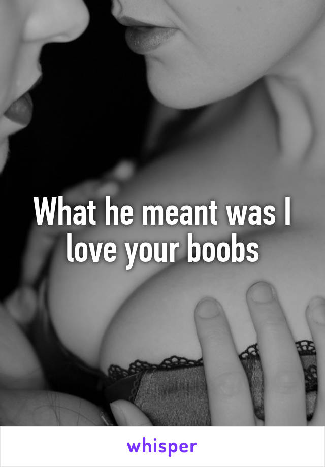 What he meant was I love your boobs