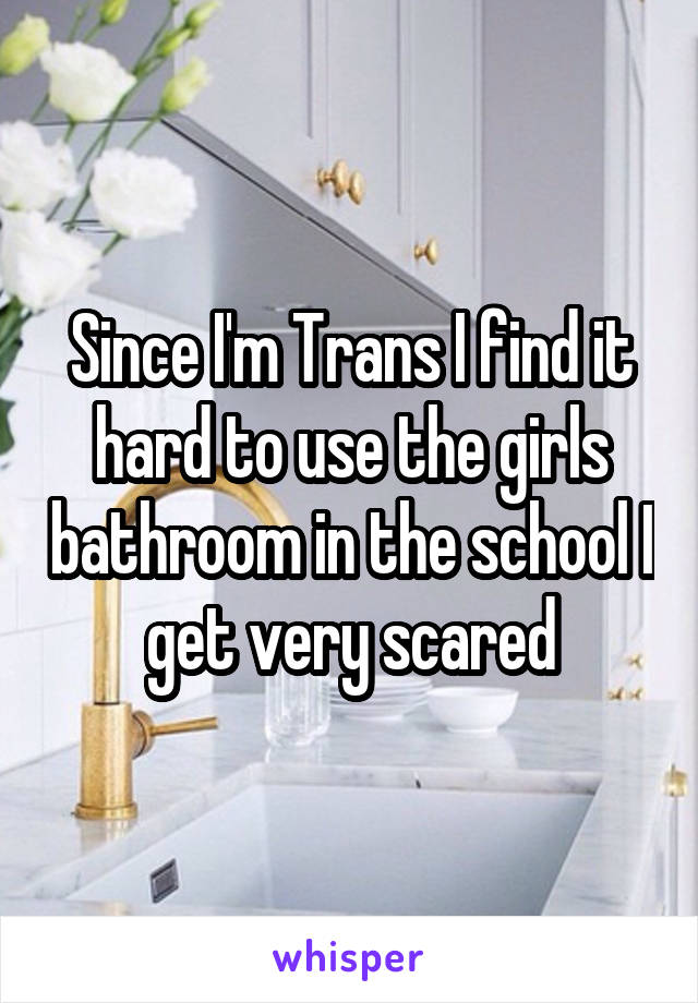 Since I'm Trans I find it hard to use the girls bathroom in the school I get very scared