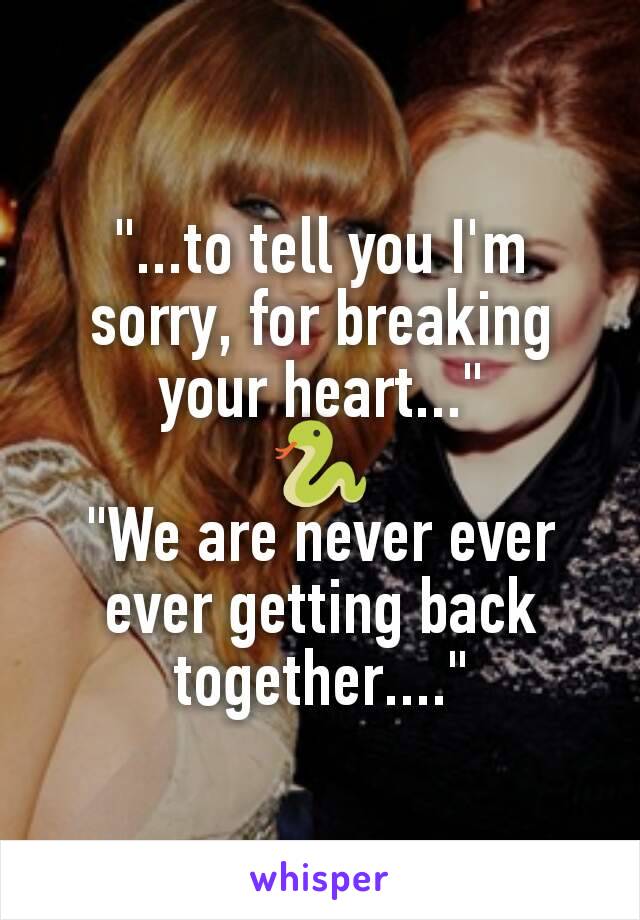 "...to tell you I'm sorry, for breaking your heart..."
🐍
"We are never ever ever getting back together...."