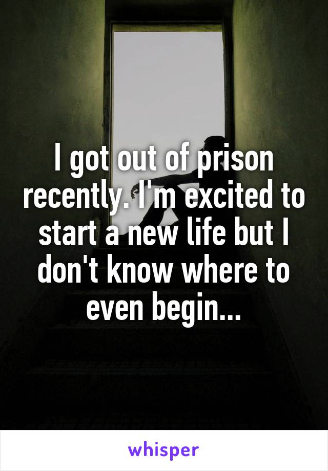 I got out of prison recently. I'm excited to start a new life but I don't know where to even begin...
