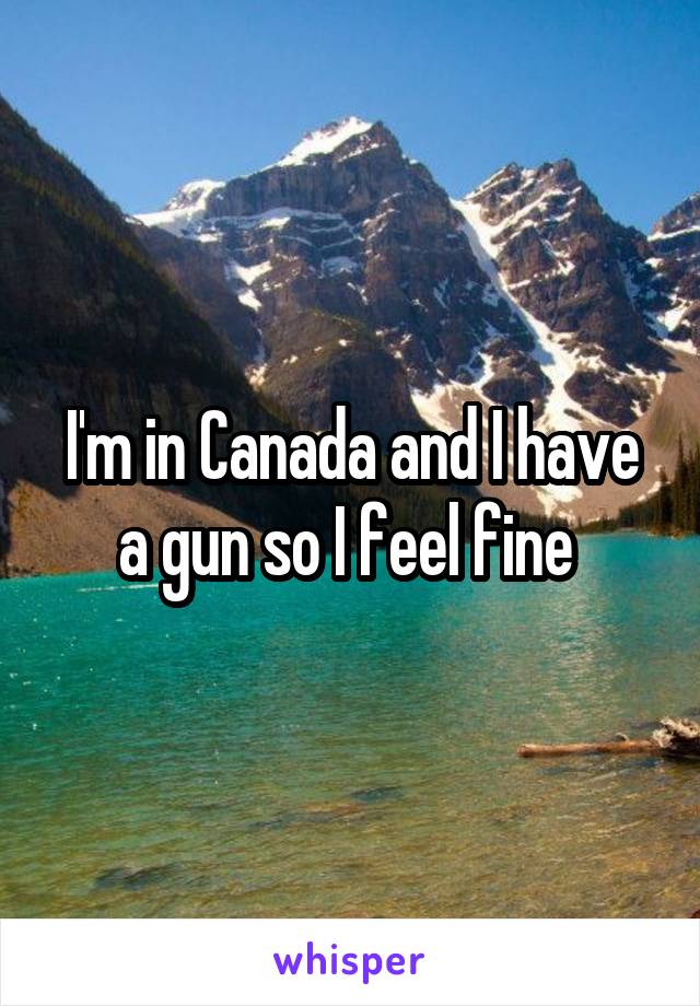 I'm in Canada and I have a gun so I feel fine 