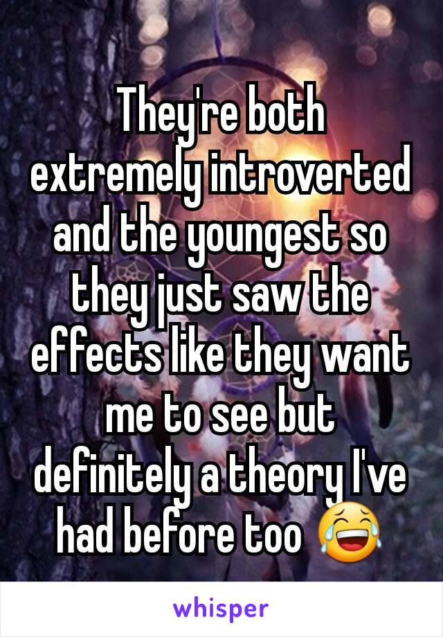 They're both extremely introverted and the youngest so they just saw the effects like they want me to see but definitely a theory I've had before too 😂