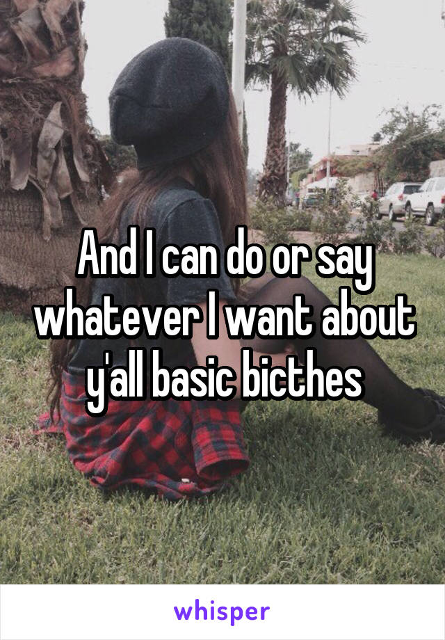 And I can do or say whatever I want about y'all basic bicthes