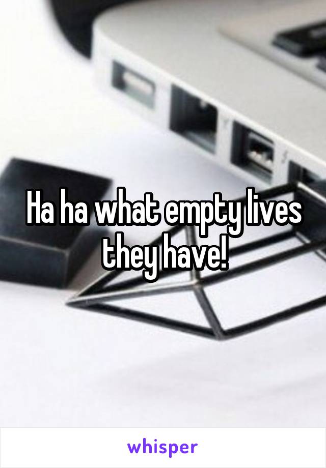 Ha ha what empty lives they have!