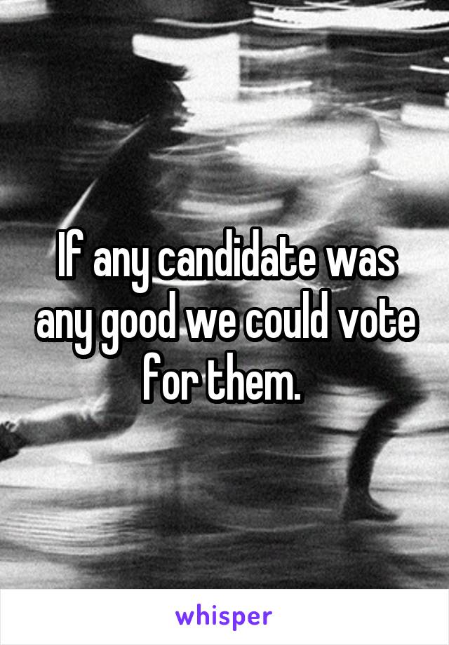If any candidate was any good we could vote for them. 