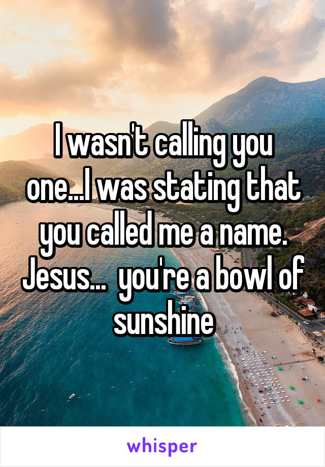 I wasn't calling you one...I was stating that you called me a name. Jesus...  you're a bowl of sunshine